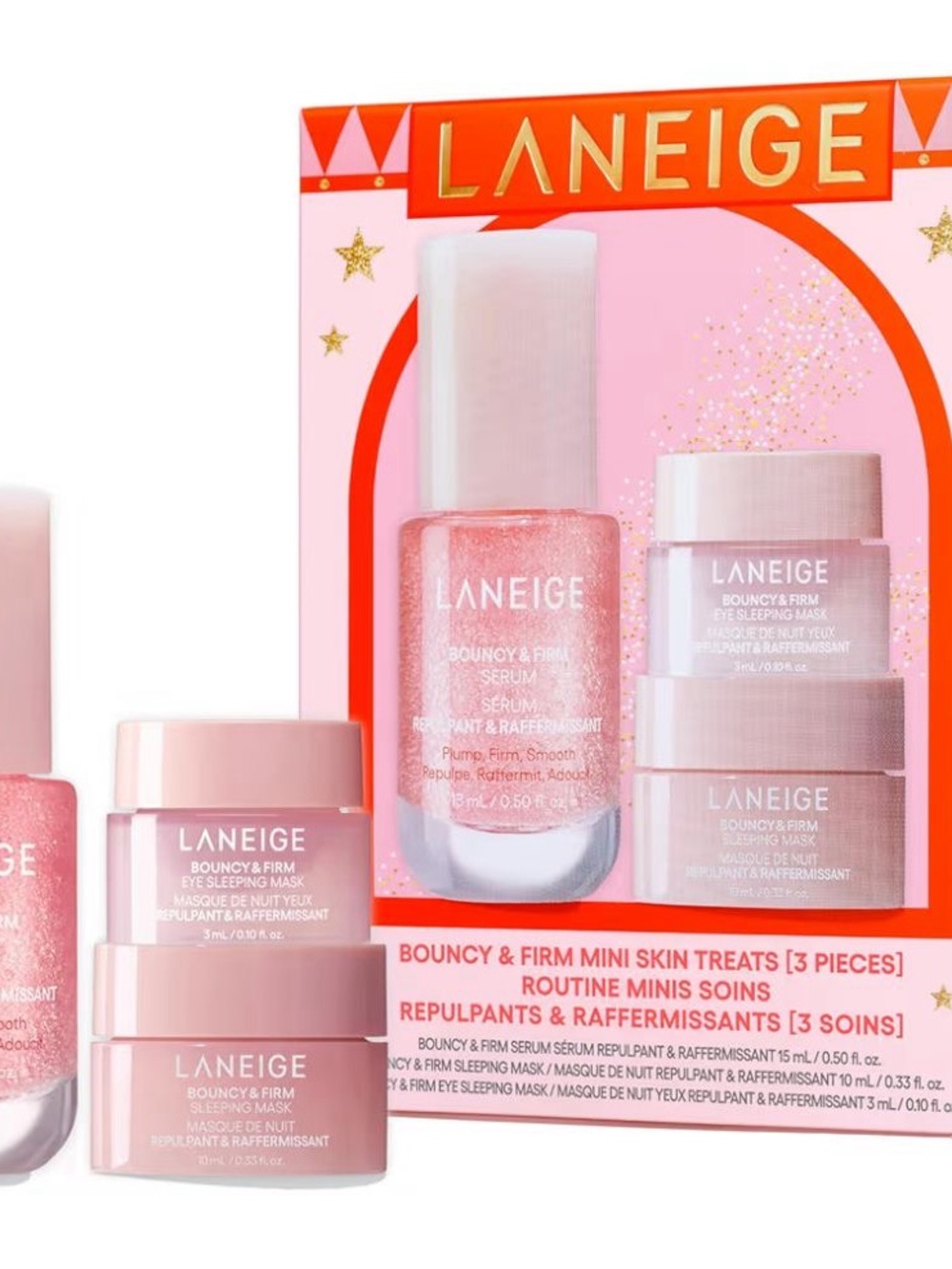 LANEIGE Pink Bouncy & Firm Mini Skin Treats Set